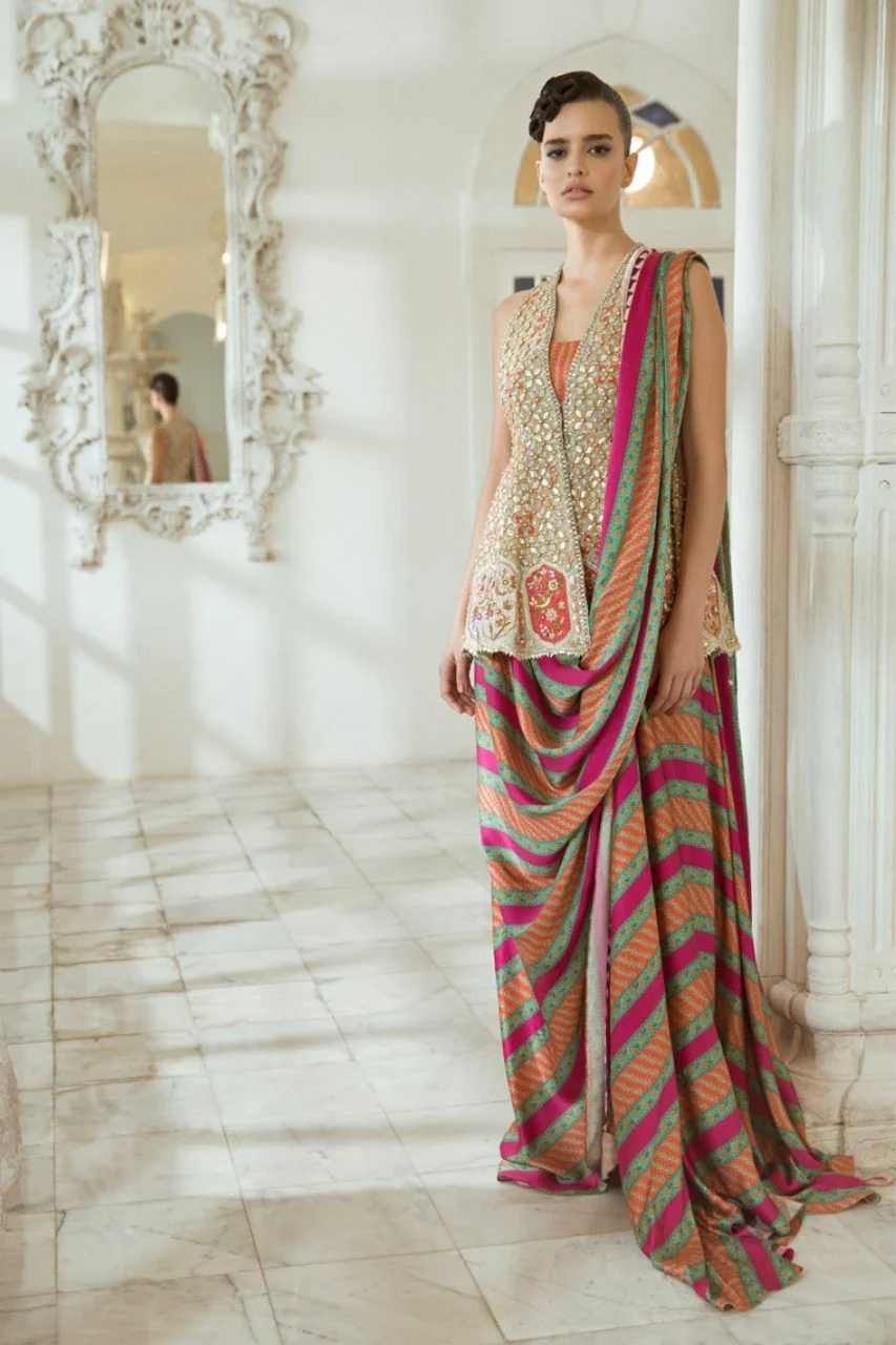 Charmeuse Printed Draped Sari