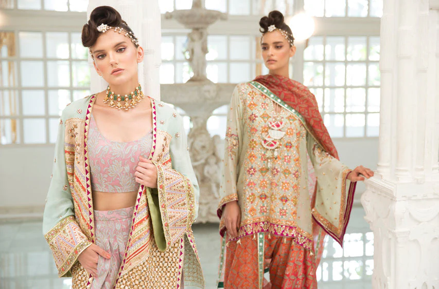 Cotton Net Front Open Jacket With Shalwar - Image 3