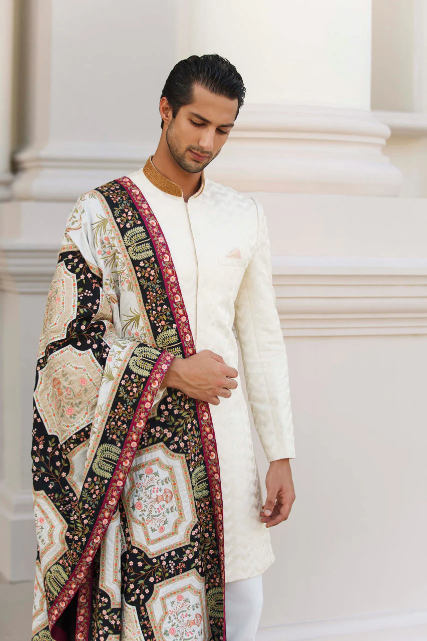 Embroidered Sherwani With Shawl 2 - Image 2