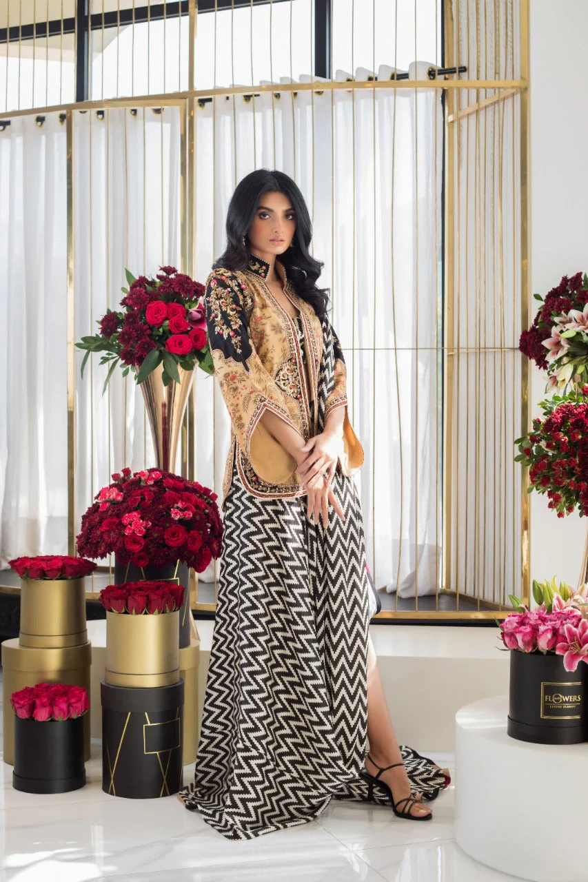 Printed Charmeuse Sari Jacket - Image 2